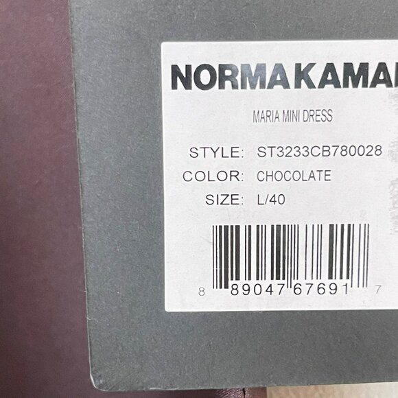 Norma Kamali Chocolate Brown Satin Mini Drape Dress Sz Large NWT - Picture 5 of 10